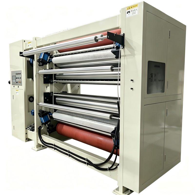 Embossing roller detail on glue-free tissue laminating unit