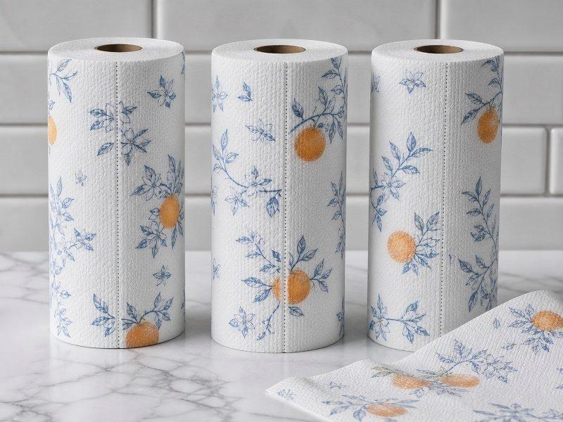 Printed Kitchen Towel Rolls with Optional One- or Two-Color Printing