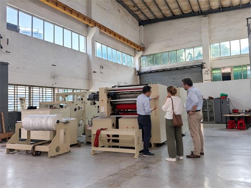 Customer Inspects a Toilet Paper Converting Line at DOUBLE Machinery